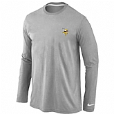 Men Nike Minnesota Vikings Logo Long Sleeve T-Shirt Gray,baseball caps,new era cap wholesale,wholesale hats