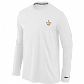 Men Nike New Orleans Saints Logo Long Sleeve T-Shirt White,baseball caps,new era cap wholesale,wholesale hats