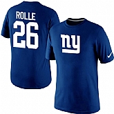 Men Nike New York Giants 26 Antrel Rolle Name x26 Number T-Shirt Blue,baseball caps,new era cap wholesale,wholesale hats