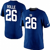 Men Nike New York Giants 26 Antrel Rolle Pride Name x26 Number T-Shirt Blue,baseball caps,new era cap wholesale,wholesale hats