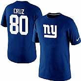 Men Nike New York Giants 80 Victor Cruz Name x26 Number T-Shirt Blue,baseball caps,new era cap wholesale,wholesale hats