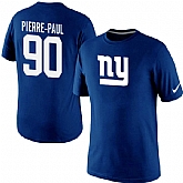 Men Nike New York Giants 90 Jason Pierre-Paul Name x26 Number T-Shirt Blue,baseball caps,new era cap wholesale,wholesale hats