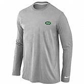 Men Nike New York Jets Logo Long Sleeve T-Shirt Gray,baseball caps,new era cap wholesale,wholesale hats