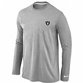 Men Nike Oakland Raiders Logo Long Sleeve T-Shirt Gray,baseball caps,new era cap wholesale,wholesale hats