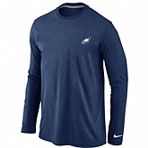 Men Nike Philadelphia Eagles Logo Long Sleeve T-Shirt D.Blue,baseball caps,new era cap wholesale,wholesale hats