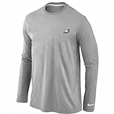 Men Nike Philadelphia Eagles Logo Long Sleeve T-Shirt Gray,baseball caps,new era cap wholesale,wholesale hats
