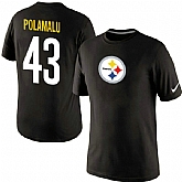Men Nike Pittsburgh Steelers 43 Troy Polamalu Name x26 Number T-Shirt Black,baseball caps,new era cap wholesale,wholesale hats