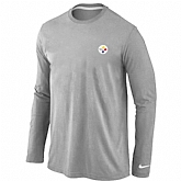 Men Nike Pittsburgh Steelers Sideline Legend Authentic Logo Long Sleeve T-Shirt Gray,baseball caps,new era cap wholesale,wholesale hats