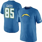 Men Nike San Diego Chargers 85 Gates Name x26 Number T-Shirt L.Blue,baseball caps,new era cap wholesale,wholesale hats