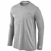 Men Nike San Diego Chargers Logo Long Sleeve T-Shirt Gray,baseball caps,new era cap wholesale,wholesale hats