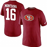 Men Nike San Francisco 49ers 16 Montana Name x26 Number T-Shirt Red,baseball caps,new era cap wholesale,wholesale hats
