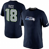 Men Nike Seattle Seahawks 18 Sidney Rice Name x26 Number T-Shirt Blue,baseball caps,new era cap wholesale,wholesale hats