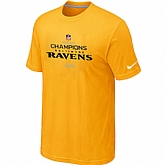 Men's Nike Baltimore Ravens 2012 AFC Conference Champions Trophy Collection Long Yellow T-Shirt,baseball caps,new era cap wholesale,wholesale hats
