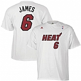 Miami Heat #6 LeBron James White T-Shirt,baseball caps,new era cap wholesale,wholesale hats