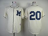 Milwaukee Brewers #20 Jonathan Lucroy Cream 1913 Throwback Jerseys,baseball caps,new era cap wholesale,wholesale hats