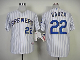 Milwaukee Brewers #22 Garza White With Blue Pinstripe Jerseys,baseball caps,new era cap wholesale,wholesale hats