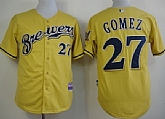 Milwaukee Brewers #27 Carlos Gomez Yellow Jerseys,baseball caps,new era cap wholesale,wholesale hats