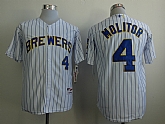 Milwaukee Brewers #4 Paul Molitor White With Blue Pinstripe Throwback Jerseys,baseball caps,new era cap wholesale,wholesale hats