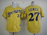 Milwaukee Brewers 2013 Authentic #27 Gomez Alternate Yellow Cool Base Jerseys,baseball caps,new era cap wholesale,wholesale hats