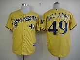Milwaukee Brewers 2013 Authentic #49 Gallardo Alternate Yellow Cool Base Jerseys,baseball caps,new era cap wholesale,wholesale hats