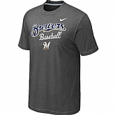 Milwaukee Brewers 2014 Home Practice T-Shirt - Dark Grey,baseball caps,new era cap wholesale,wholesale hats