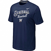 Milwaukee Brewers 2014 Home Practice T-Shirt - Dark blue,baseball caps,new era cap wholesale,wholesale hats