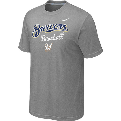 Milwaukee Brewers 2014 Home Practice T-Shirt - Light Grey