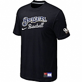Milwaukee Brewers Black Nike Short Sleeve Practice T-Shirt,baseball caps,new era cap wholesale,wholesale hats