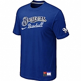 Milwaukee Brewers Blue Nike Short Sleeve Practice T-Shirt,baseball caps,new era cap wholesale,wholesale hats