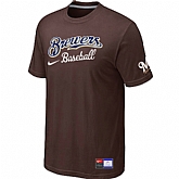 Milwaukee Brewers Brown Nike Short Sleeve Practice T-Shirt,baseball caps,new era cap wholesale,wholesale hats