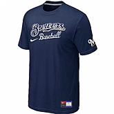 Milwaukee Brewers D.Blue Nike Short Sleeve Practice T-Shirt,baseball caps,new era cap wholesale,wholesale hats