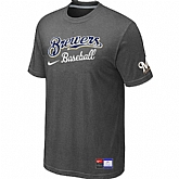 Milwaukee Brewers D.Grey Nike Short Sleeve Practice T-Shirt,baseball caps,new era cap wholesale,wholesale hats