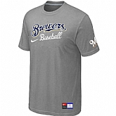 Milwaukee Brewers L.Grey Nike Short Sleeve Practice T-Shirt,baseball caps,new era cap wholesale,wholesale hats
