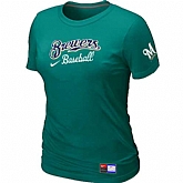 Milwaukee Brewers Nike Women's L.Green Short Sleeve Practice T-Shirt,baseball caps,new era cap wholesale,wholesale hats
