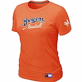Milwaukee Brewers Nike Women's Orange Short Sleeve Practice T-Shirt,baseball caps,new era cap wholesale,wholesale hats