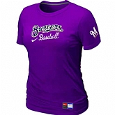 Milwaukee Brewers Nike Women's Purple Short Sleeve Practice T-Shirt,baseball caps,new era cap wholesale,wholesale hats