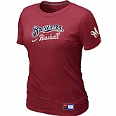 Milwaukee Brewers Nike Women's Red Short Sleeve Practice T-Shirt,baseball caps,new era cap wholesale,wholesale hats