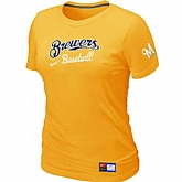 Milwaukee Brewers Nike Women's Yellow Short Sleeve Practice T-Shirt,baseball caps,new era cap wholesale,wholesale hats