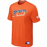 Milwaukee Brewers Orange Nike Short Sleeve Practice T-Shirt,baseball caps,new era cap wholesale,wholesale hats