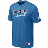 Milwaukee Brewers light Blue Nike Short Sleeve Practice T-Shirt,baseball caps,new era cap wholesale,wholesale hats