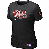 Minnesota Twins Nike Women's Black Short Sleeve Practice T-Shirt,baseball caps,new era cap wholesale,wholesale hats