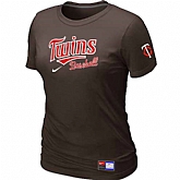 Minnesota Twins Nike Women's Brown Short Sleeve Practice T-Shirt,baseball caps,new era cap wholesale,wholesale hats