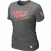 Minnesota Twins Nike Women's D.Grey Short Sleeve Practice T-Shirt,baseball caps,new era cap wholesale,wholesale hats