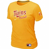 Minnesota Twins Nike Women's Yellow Short Sleeve Practice T-Shirt,baseball caps,new era cap wholesale,wholesale hats