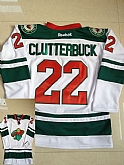 Minnesota Wilds #22 Clutterbuck White With Green Jerseys,baseball caps,new era cap wholesale,wholesale hats