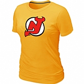 New Jerseys Devils Big & Tall Women's Logo Yellow T-Shirt,baseball caps,new era cap wholesale,wholesale hats