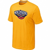 New Orleans Pelicans Big & Tall Primary Logo Yellow T-Shirt,baseball caps,new era cap wholesale,wholesale hats
