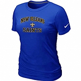 New Orleans Saints Women's Heart & Soul Blue T-Shirt,baseball caps,new era cap wholesale,wholesale hats