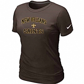 New Orleans Saints Women's Heart & Soul Brown T-Shirt,baseball caps,new era cap wholesale,wholesale hats