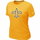 New Orleans Saints Yellow Women's Logo T-Shirt,baseball caps,new era cap wholesale,wholesale hats